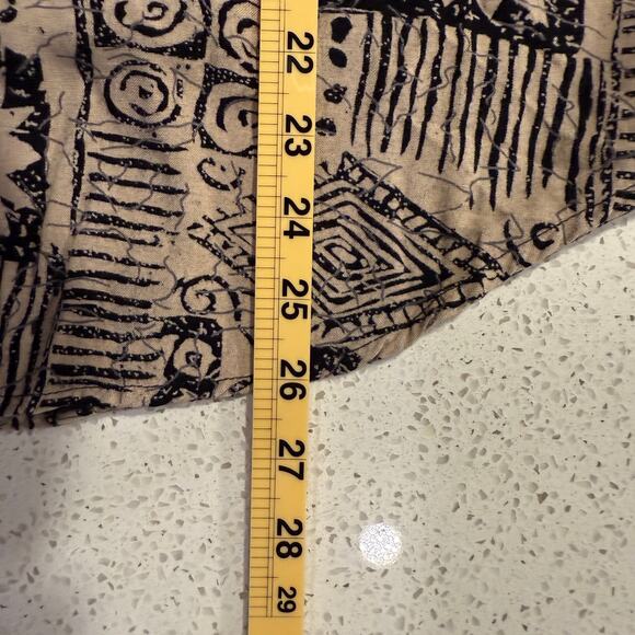 Goouch Vintage 90s Abstract Button Up Long Sleeve Shirt Beige Black Rayon Large - Picture 5 of 5